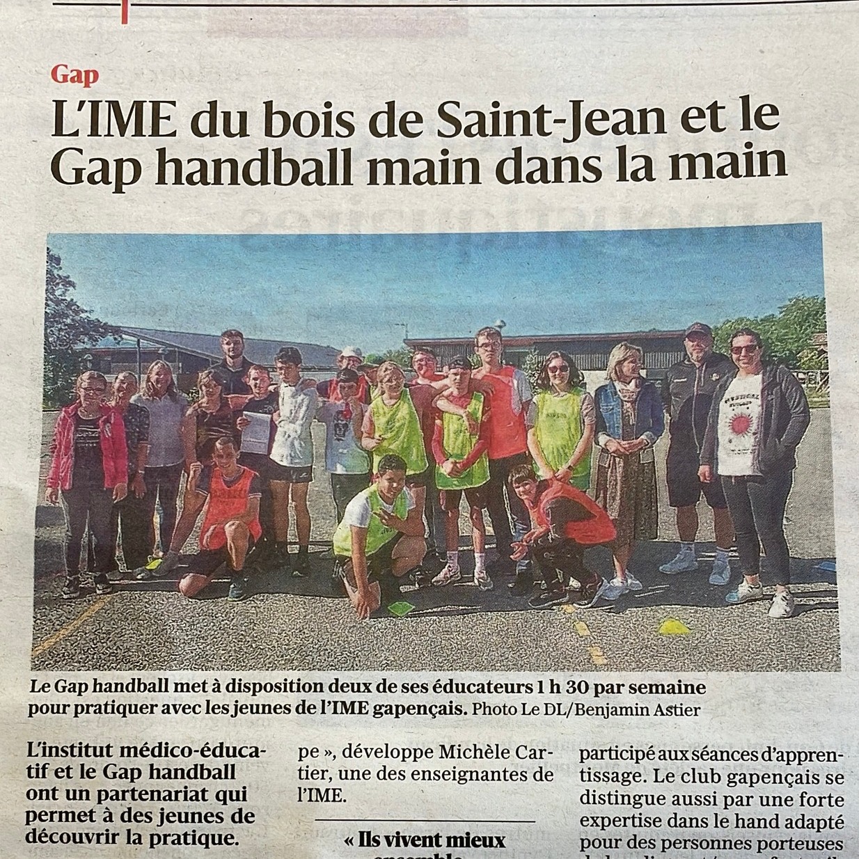 Intervention du Gap Handball au sein de l’Institut Médico-Éducatif de Saint-Jean à GAP